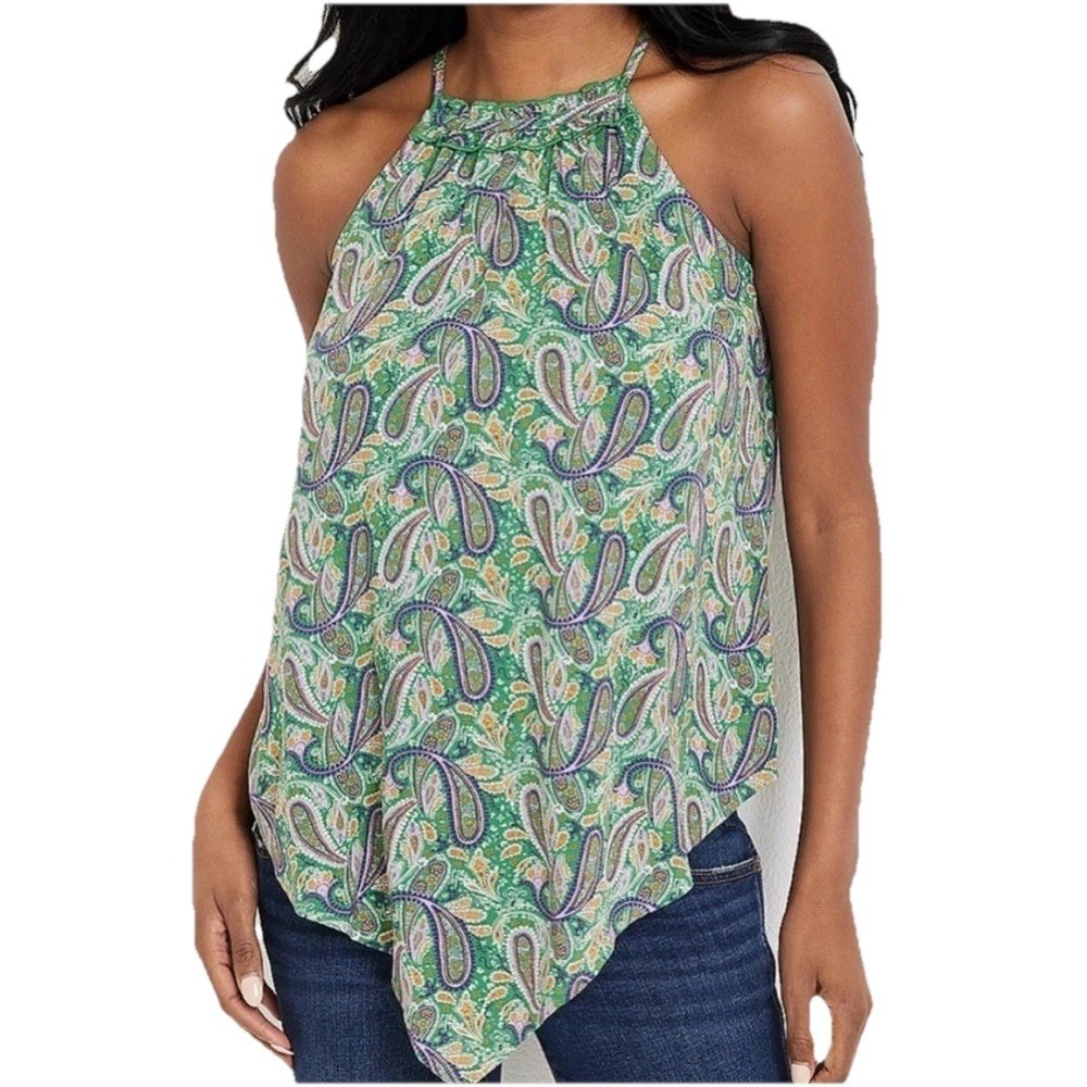💚 Size 2X, Maurices Green & Purple sleeveless high neck with matching camisole - Picture 2 of 11
